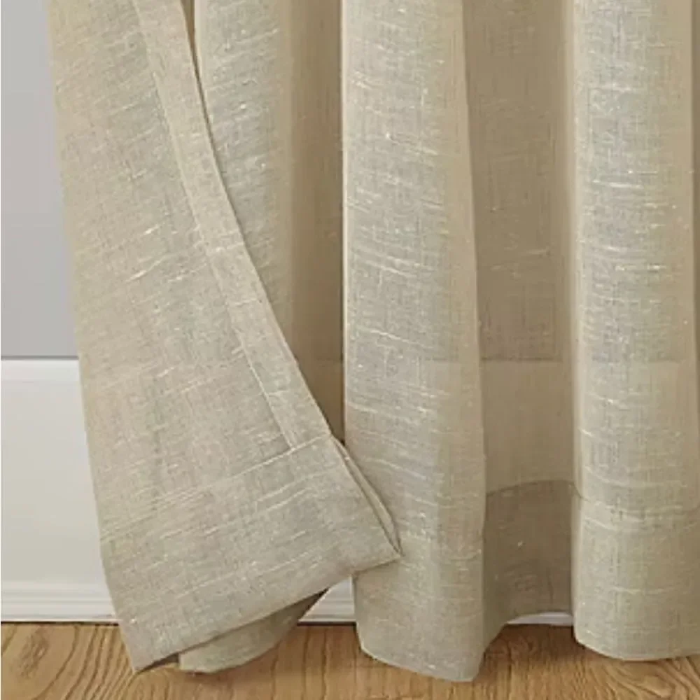 Archaeo Slub Textured Linen Blend Sheer Grommet Top Curtain Panel Pair